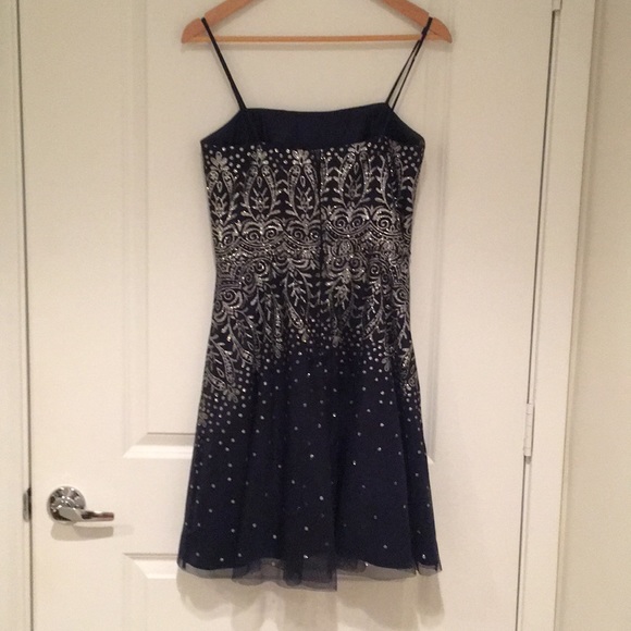 Masquerade Dark Blue Midi Dress Size 7/8 - Picture 10 of 13